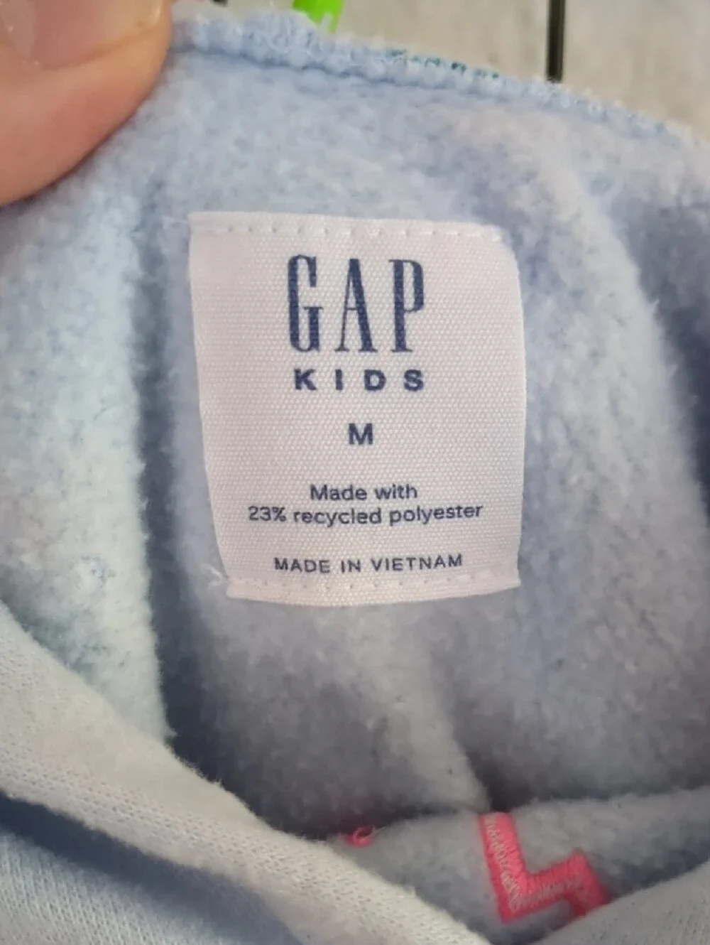 GAP Light Blue Hoodie with Pink Cherry Print